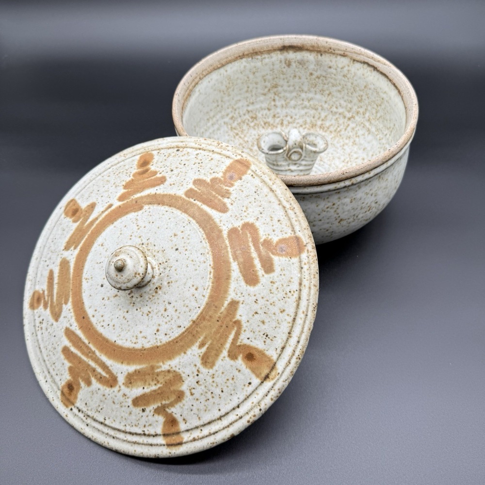 Speckled Hand Thrown Studio Art Pottery Lidded Steamer Pot‎ Cookware Bakeware
